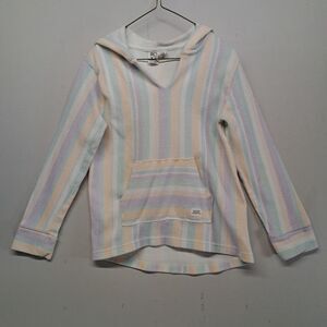 Roxy Youth Girls Small Hoodie Baja Stripe Pullover Pastel Beach Poncho Boho